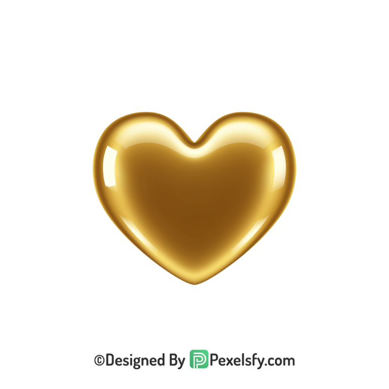 Premium Golden Heart PNG Transparent Design, 3d