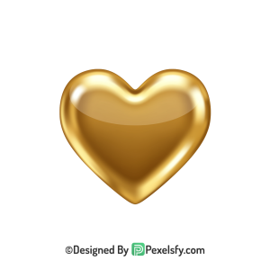 Golden Love Golden Heart PNG Transparent Design,