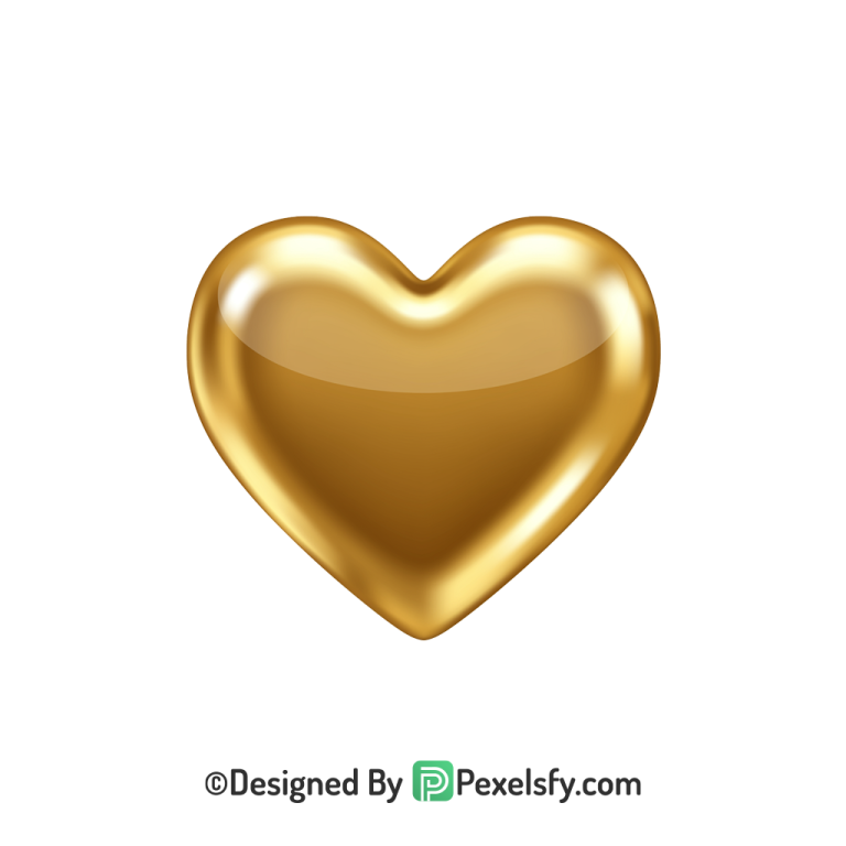 Golden Love Golden Heart PNG Transparent Design,
