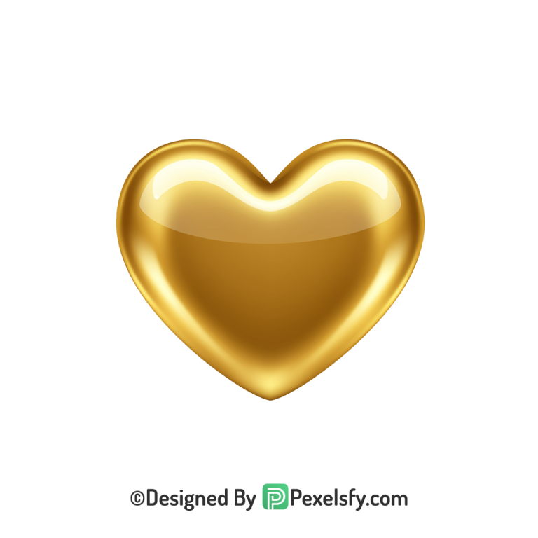Anniversary Golden Heart PNG Transparent Design, 3d