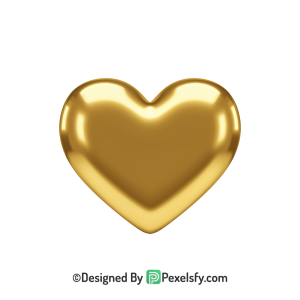 Gift Golden Heart PNG Transparent Design, 3d