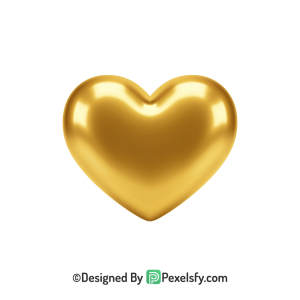 Symbol Golden Heart PNG Transparent Design, 3d