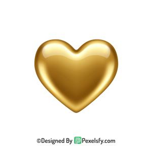 Royal Golden Heart PNG Transparent Design, 3d
