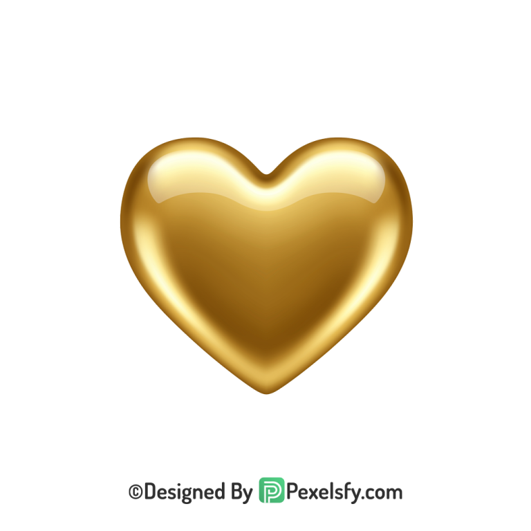 Royal Golden Heart PNG Transparent Design, 3d