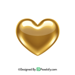 Vibrant Golden Heart PNG Transparent Design, 3d