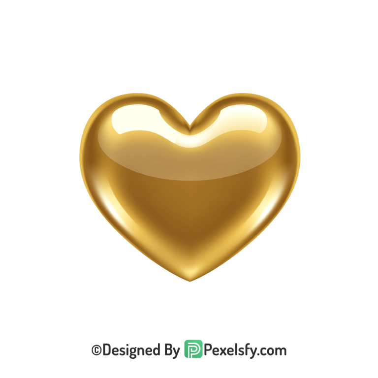 Vibrant Golden Heart PNG Transparent Design, 3d