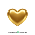 Shimmering Golden Heart PNG Transparent Design, 3d