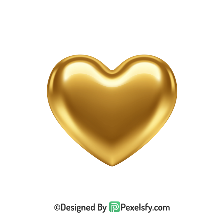 Shimmering Golden Heart PNG Transparent Design, 3d
