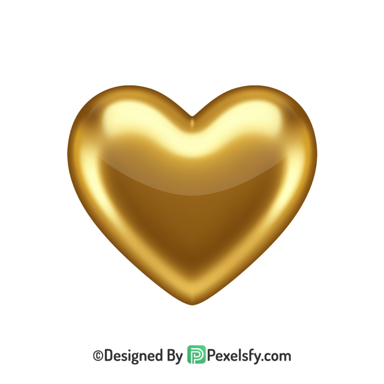 Glowing Golden Heart PNG Transparent Design, 3d