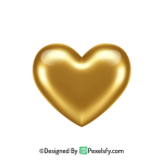 Bold Golden Heart PNG Transparent Design, 3d
