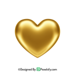 Elegant Golden Heart PNG Transparent Design, 3d