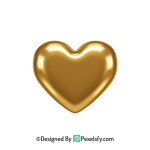 Soft Golden Heart PNG Transparent Design, 3d