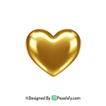Retro Golden Heart PNG Transparent Design, 3d