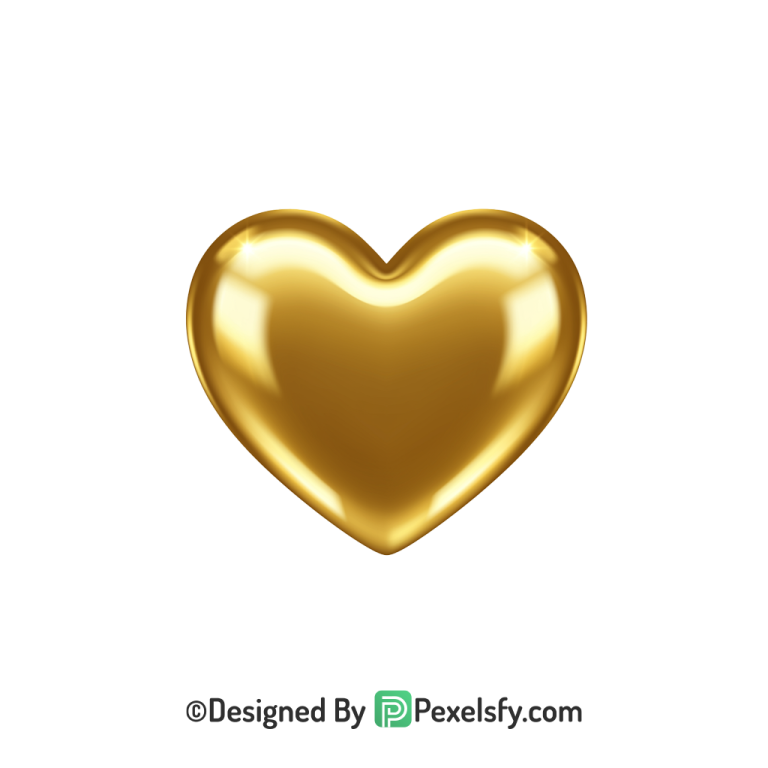 Retro Golden Heart PNG Transparent Design, 3d