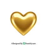 Vintage Golden Heart PNG Transparent Design, 3d