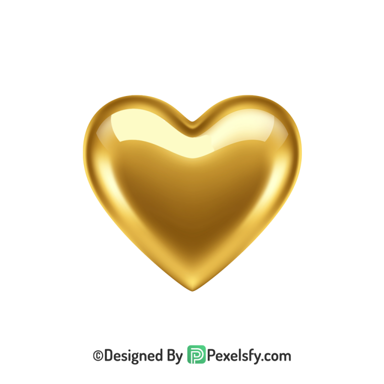 Vintage Golden Heart PNG Transparent Design, 3d