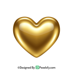 Hand Drawn Golden Heart PNG Transparent Design,