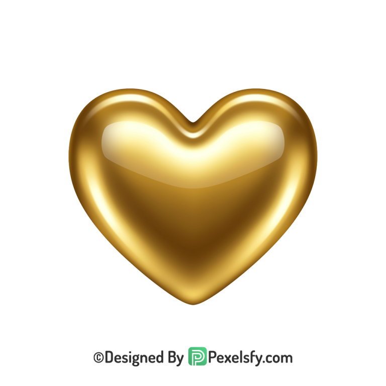 Hand Drawn Golden Heart PNG Transparent Design,