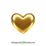 Outlined Golden Heart PNG Transparent Design, 3d