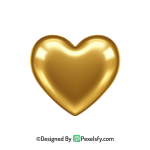 Solid Golden Heart PNG Transparent Design, 3d