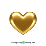Golden Shine Golden Heart PNG Transparent Design,