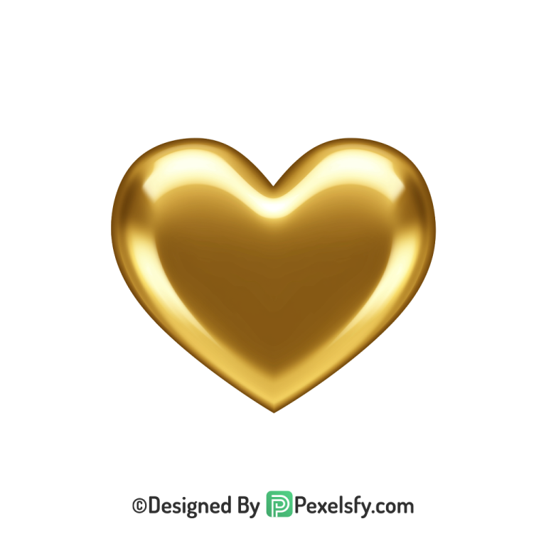 Golden Shine Golden Heart PNG Transparent Design,