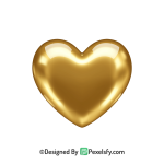 Beautiful Golden Heart PNG Transparent Design, 3d