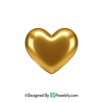 New Style Golden Heart PNG Transparent Design,