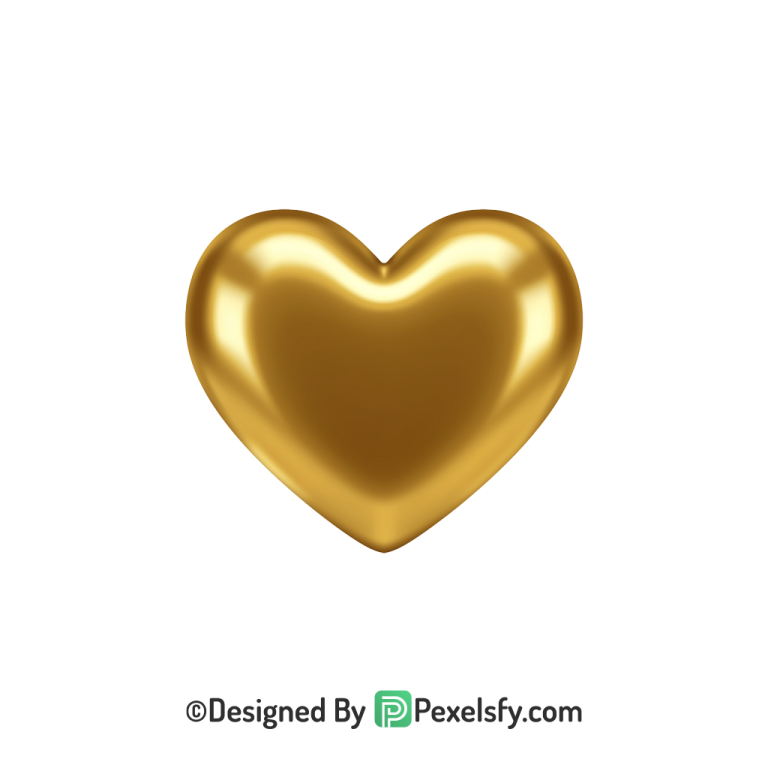 New Style Golden Heart PNG Transparent Design,