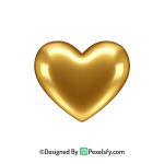 Trendy Look Golden Heart PNG Transparent Design,