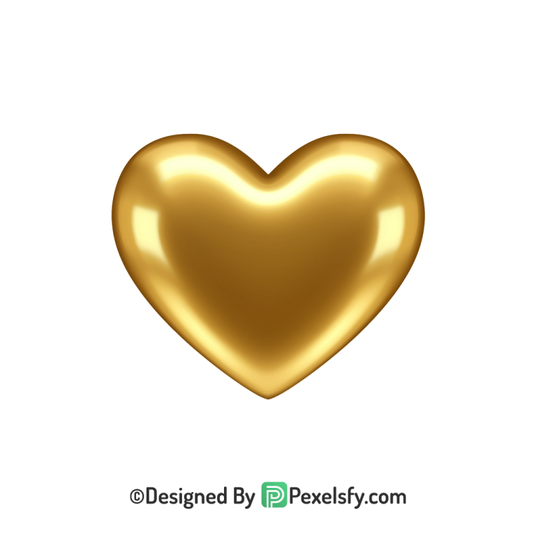 Trendy Look Golden Heart PNG Transparent Design,