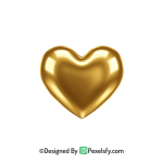 Colorful Golden Heart PNG Transparent Design, 3d