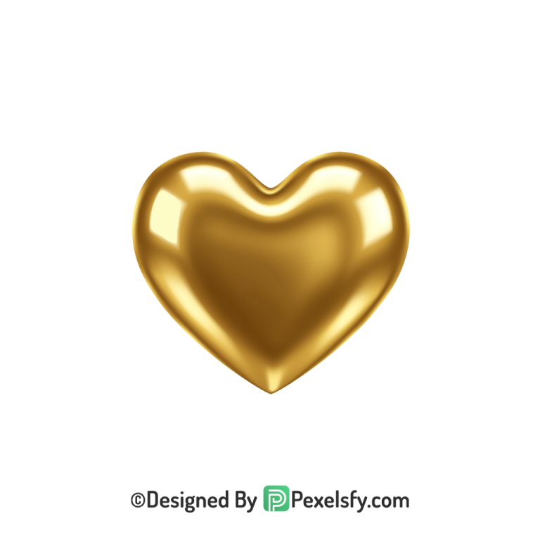 Colorful Golden Heart PNG Transparent Design, 3d