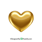 Elegant Style Golden Heart PNG Transparent Design,