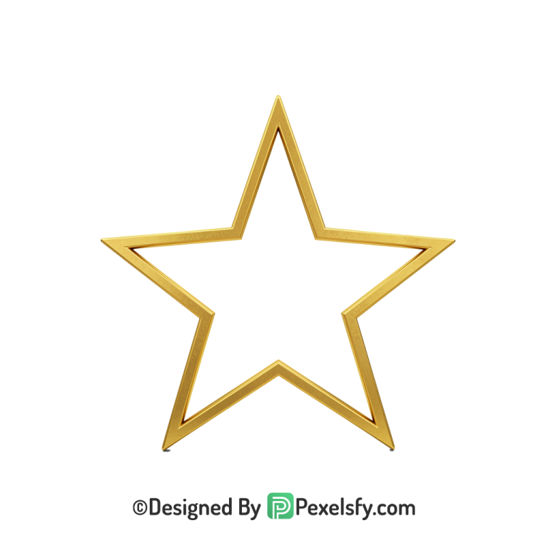 Pastel Golden Star Outline PNG Transparent, 3d