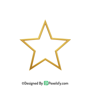 Realistic Golden Star Outline PNG Transparent, 3d