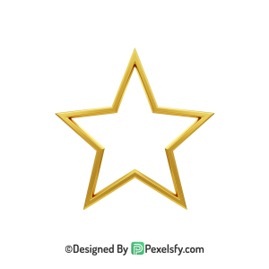 Minimal Golden Star Outline PNG Transparent, 3d