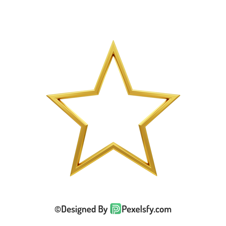 Minimal Golden Star Outline PNG Transparent, 3d