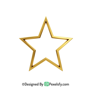 Modern Golden Star Outline PNG Transparent, 3d