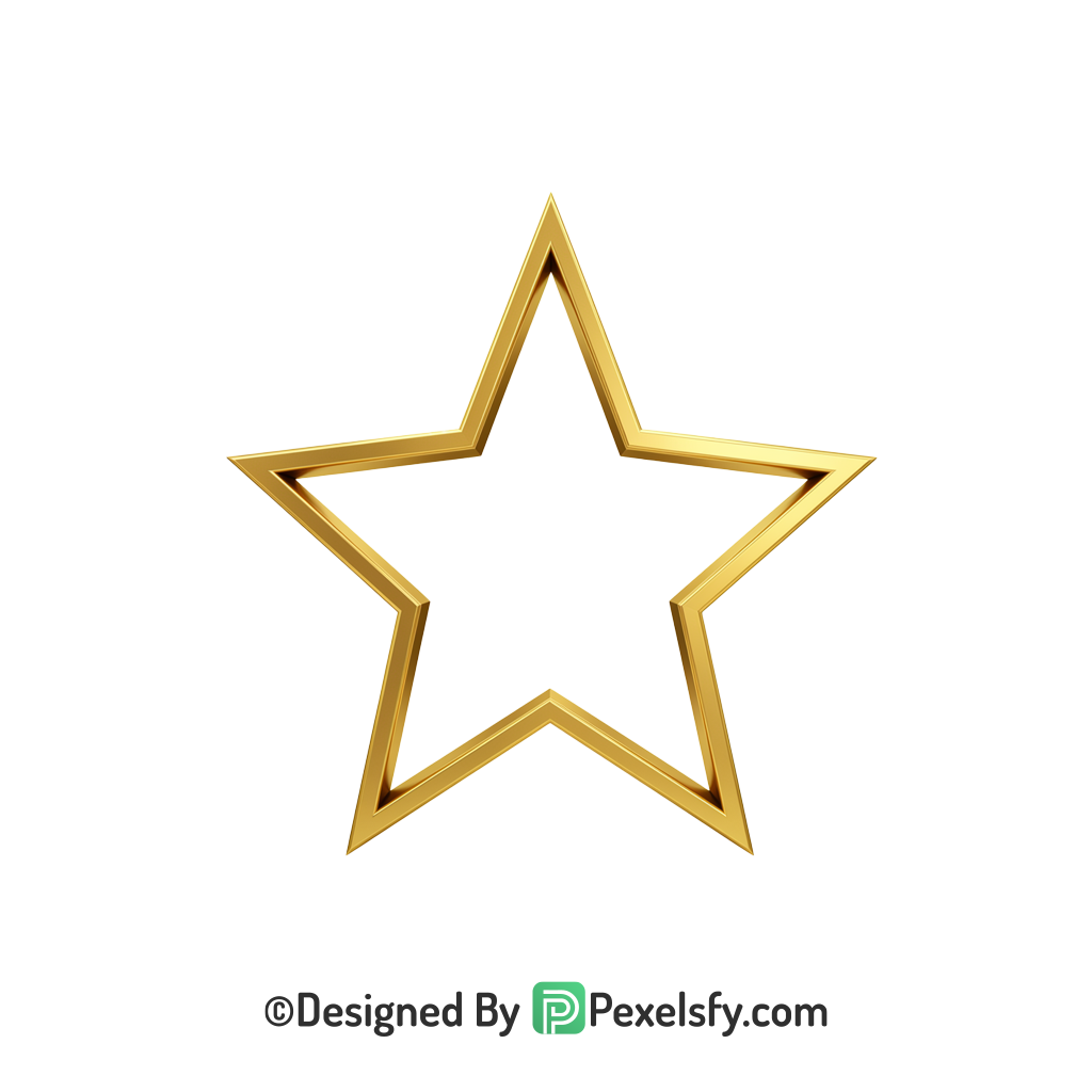 Modern Golden Star Outline PNG Transparent, 3d