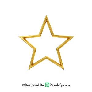 Retro Golden Star Outline PNG Transparent, 3d
