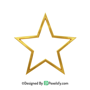 Fancy Golden Star Outline PNG Transparent, 3d