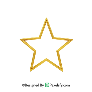 Iconic Golden Star Outline PNG Transparent, 3d