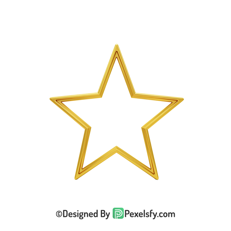 Iconic Golden Star Outline PNG Transparent, 3d