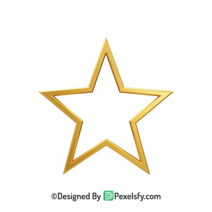 Classic Golden Star Outline PNG Transparent, 3d