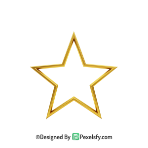 Bright Golden Star Outline PNG Transparent, 3d