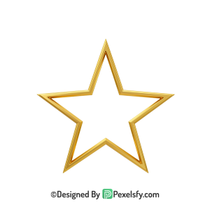 Cartoon Golden Star Outline PNG Transparent, 3d