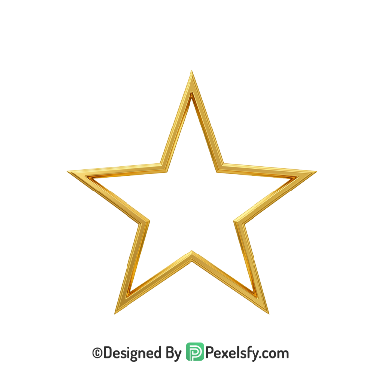 Cartoon Golden Star Outline PNG Transparent, 3d