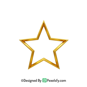 Glossy Golden Star Outline PNG Transparent, 3d