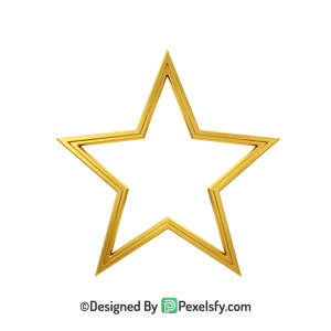 Royal Golden Star Outline PNG Transparent, 3d